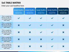 5x5 Table Matrix For Powerpoint And Google Slides - Ppt Slides