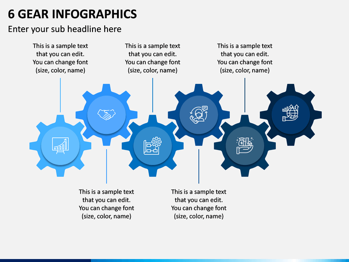 6 Gear Infographics PPT Slide 1