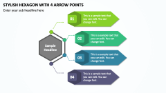 Stylish Hexagon with 4 Arrow Points PPT Slide 1