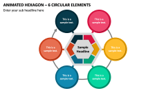 Animated Hexagon - 6 Circular Elements PPT Slide 1
