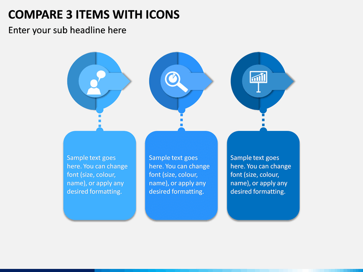 Compare 3 Items With Icons PPT Slide 1
