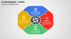 Stylish Hexagon - 4 Parts PPT Slide 1