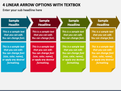 4 Linear Arrow Options with Textbox PPT Slide 1
