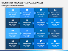 Multi Step Process - 16 Puzzle Pieces PPT Slide 1