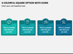 4 Colorful Square Option with Icons PPT Slide 1