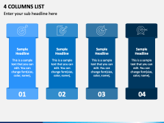 4 Columns List PPT Slide 1