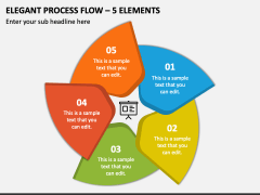 Elegant Process Flow - 5 Elements PPT Slide 1