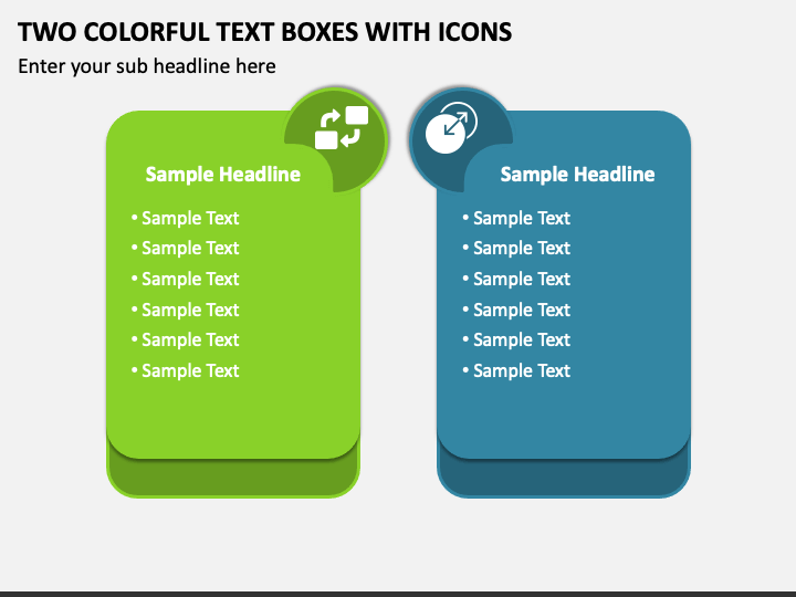 Two Colorful Text Boxes with Icons PPT Slide 1