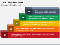 Stair Diagram - 5 Steps PPT Slide 1
