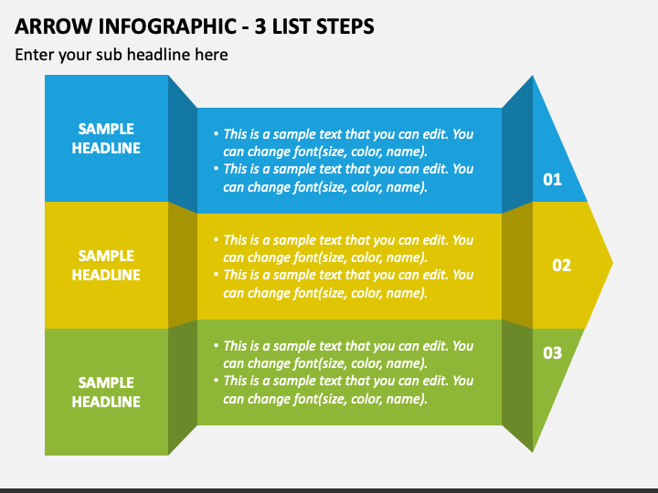 Arrow Infographic - 3 List Steps PPT Slide 1