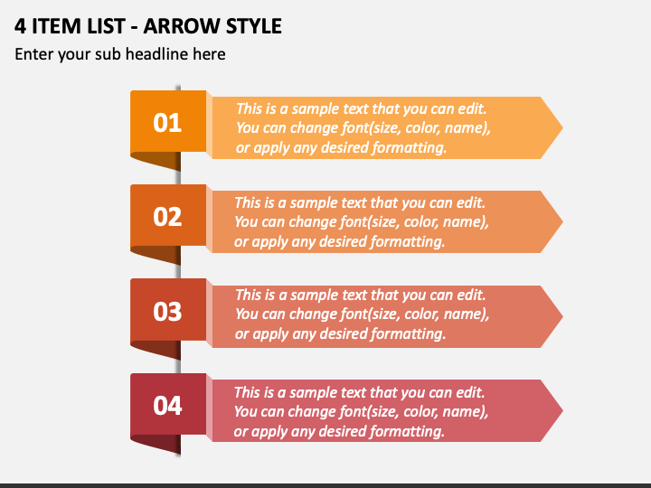 4 Item List - Arrow Style PPT Slide 1