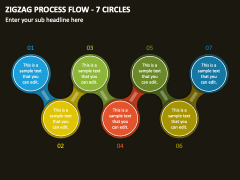 Zigzag Process Flow - 7 Circles PPT Slide 1