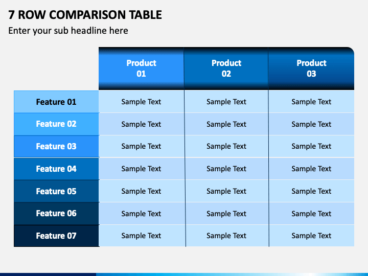 7 Row Comparison Table PPT Slide 1