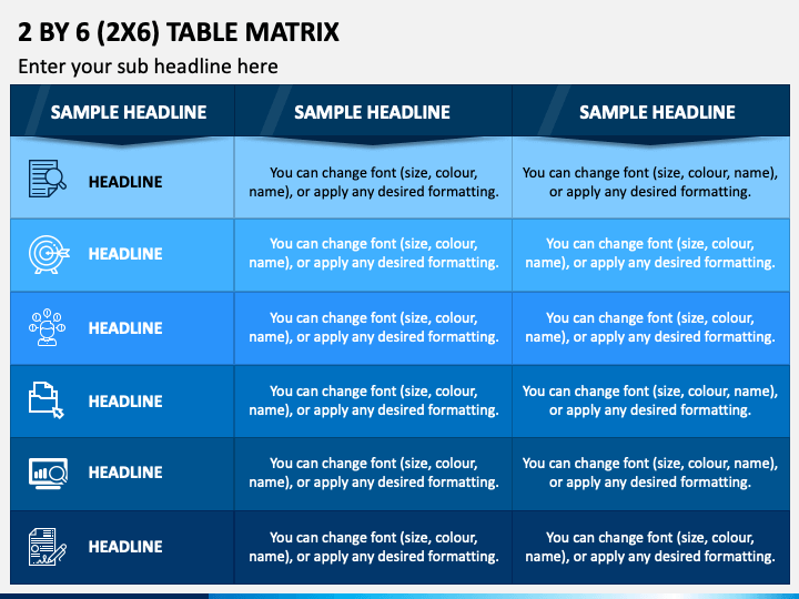 2 By 6 Table Matrix Slide 1