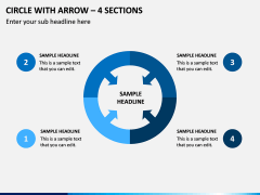 Circle with Arrow – 4 Sections PPT Slide 1