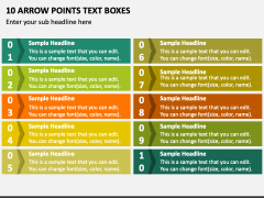 10 Arrow Points Text Boxes PPT Slide 1