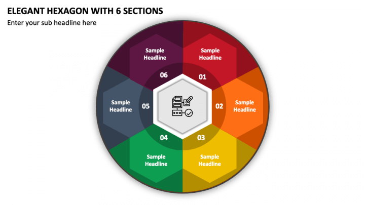 Elegant Hexagon with 6 Sections PPT Slide 1