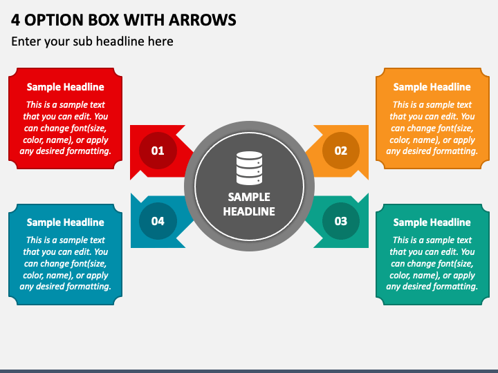 4 Option Box with Arrows PPT Slide 1