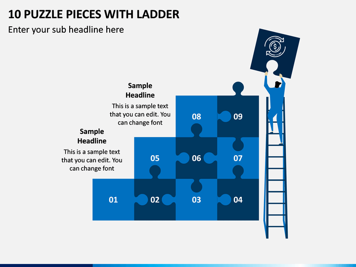 10 Puzzle Pieces With Ladder PPT Slide 1