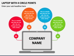 Laptop with 4 Circle Points PPT Slide 2
