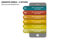 Animated Mobile - 6 Options PPT Slide 1