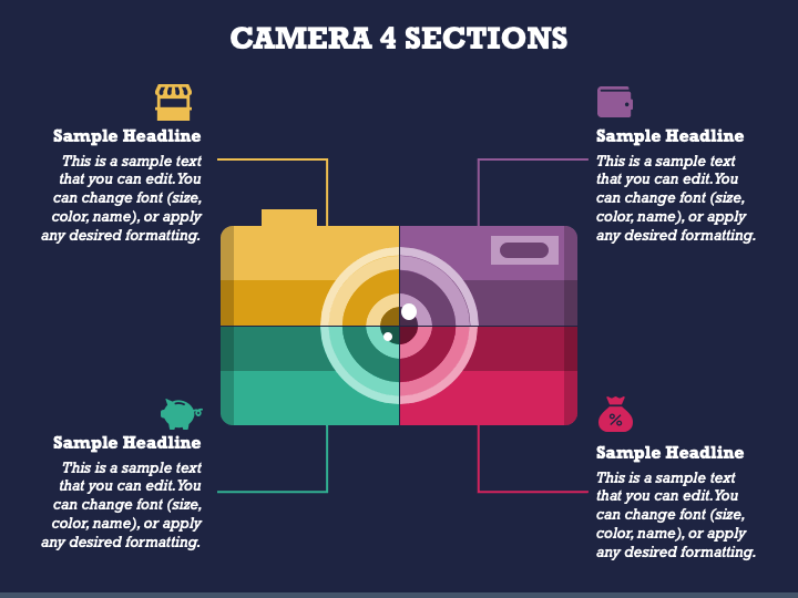 Camera 4 Sections PPT Slide 1