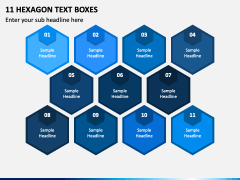 11 Hexagon Text Boxes PPT Slide 1