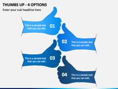 Thumbs Up - 4 Options PPT Slide 2