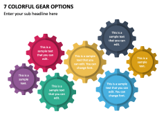 7 Colorful Gear Options PPT Slide 1