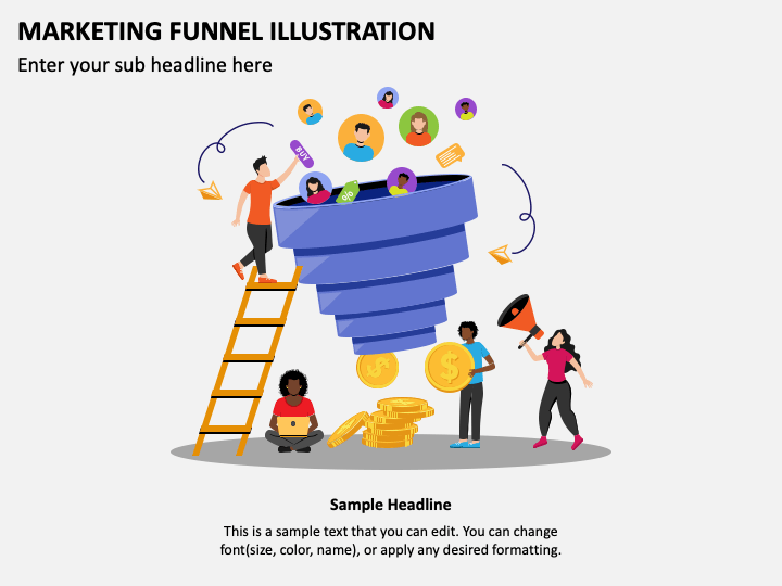 Marketing Funnel Illustration PPT Slide 1