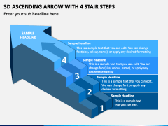 3d Ascending Arrow With 4 Stair Steps PowerPoint Template - PPT Slides