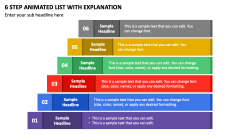 6 Step Animated List with Explanation PPT Slide 1