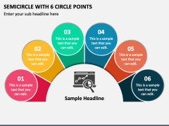 Semicircle with 6 Circle Points PPT Slide 1