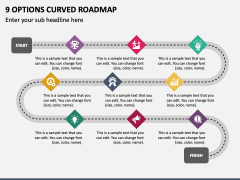 9 Options Curved Roadmap PPT Slide 2