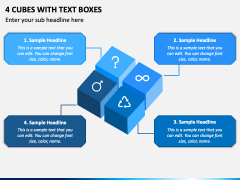 4 Cubes with Text Boxes PPT Slide 2