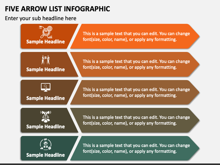 Five Arrow List Infographic PPT Slide 1
