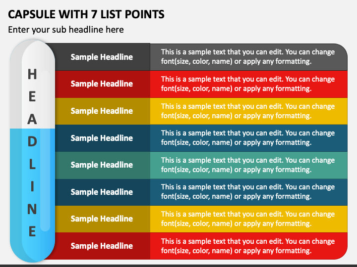 Capsule with 7 List Points PPT Slide 1