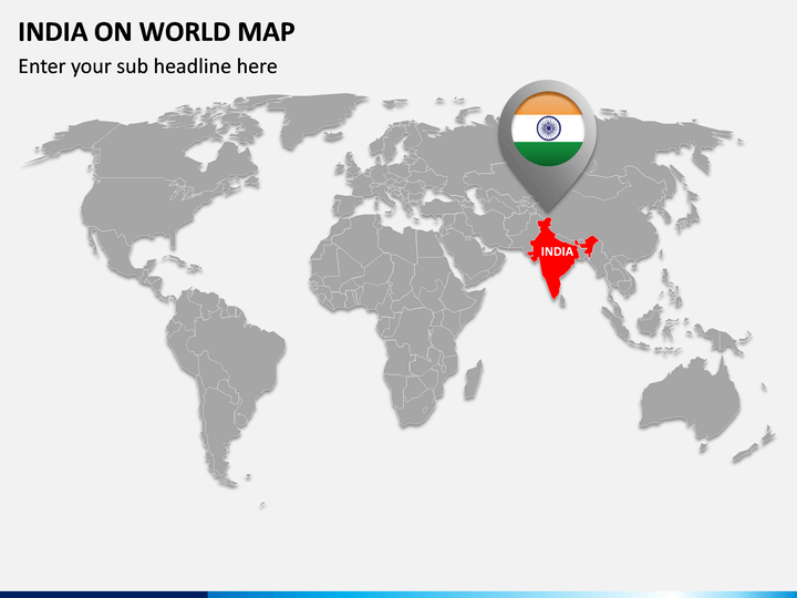 India on World Map PPT Slide 1