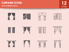 Curtains Icons PPT Slide 1