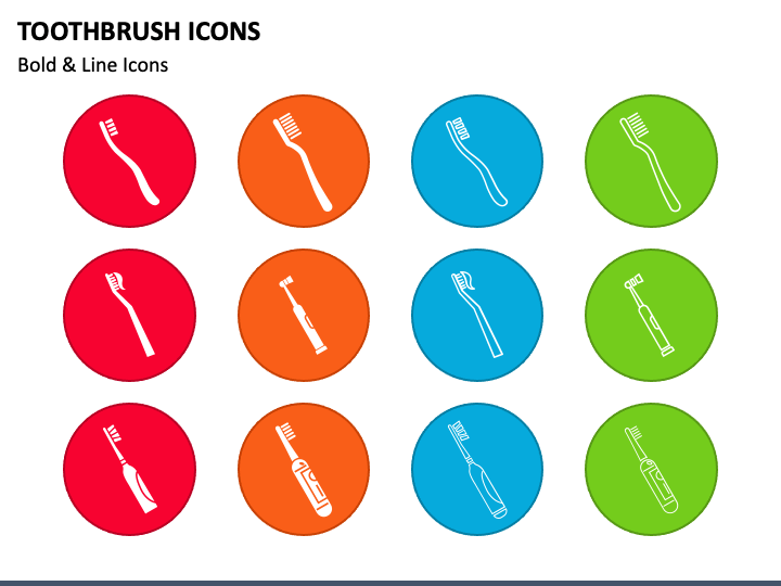 Toothbrush Icons PPT Slide 1