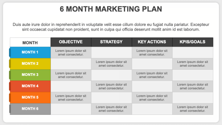 6 Month Marketing Plan PowerPoint and Google Slides Template PPT Slides