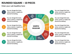 Rounded Square – 10 Pieces PPT Slide 2