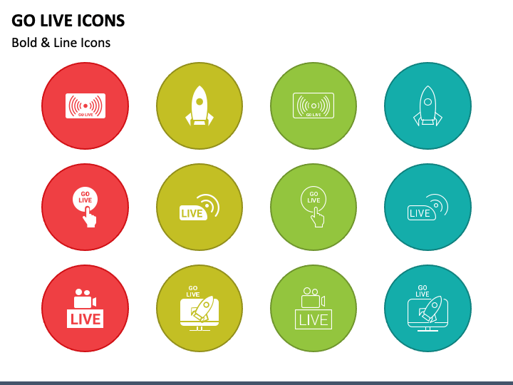Go Live Icons PowerPoint Template - PPT Slides