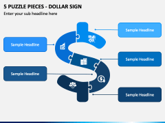 5 Puzzle Pieces - Dollar Sign PPT Slide 2