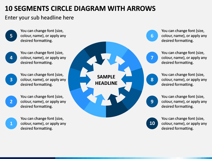 10 Segments Circle Diagram with Arrows PPT Slide 1