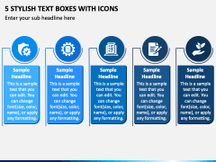 5 Stylish Text Boxes with Icons PPT Slide 2