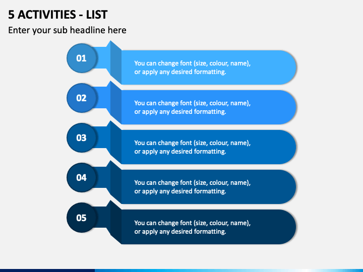 5 Activities List PPT Slide 1
