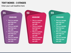 Text Boxes - 3 Stages PPT Slide 1