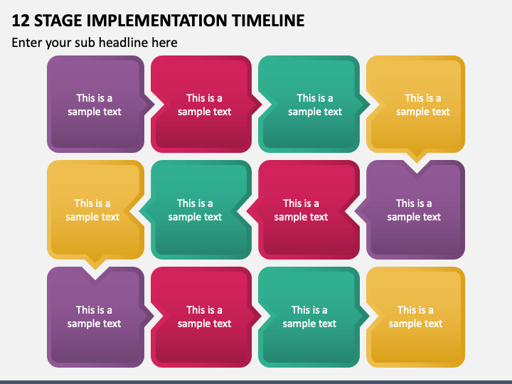 12 Stage Implementation Timeline PPT Slide 1