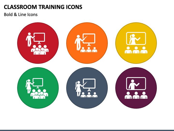 Classroom Training Icons PowerPoint Template - PPT Slides